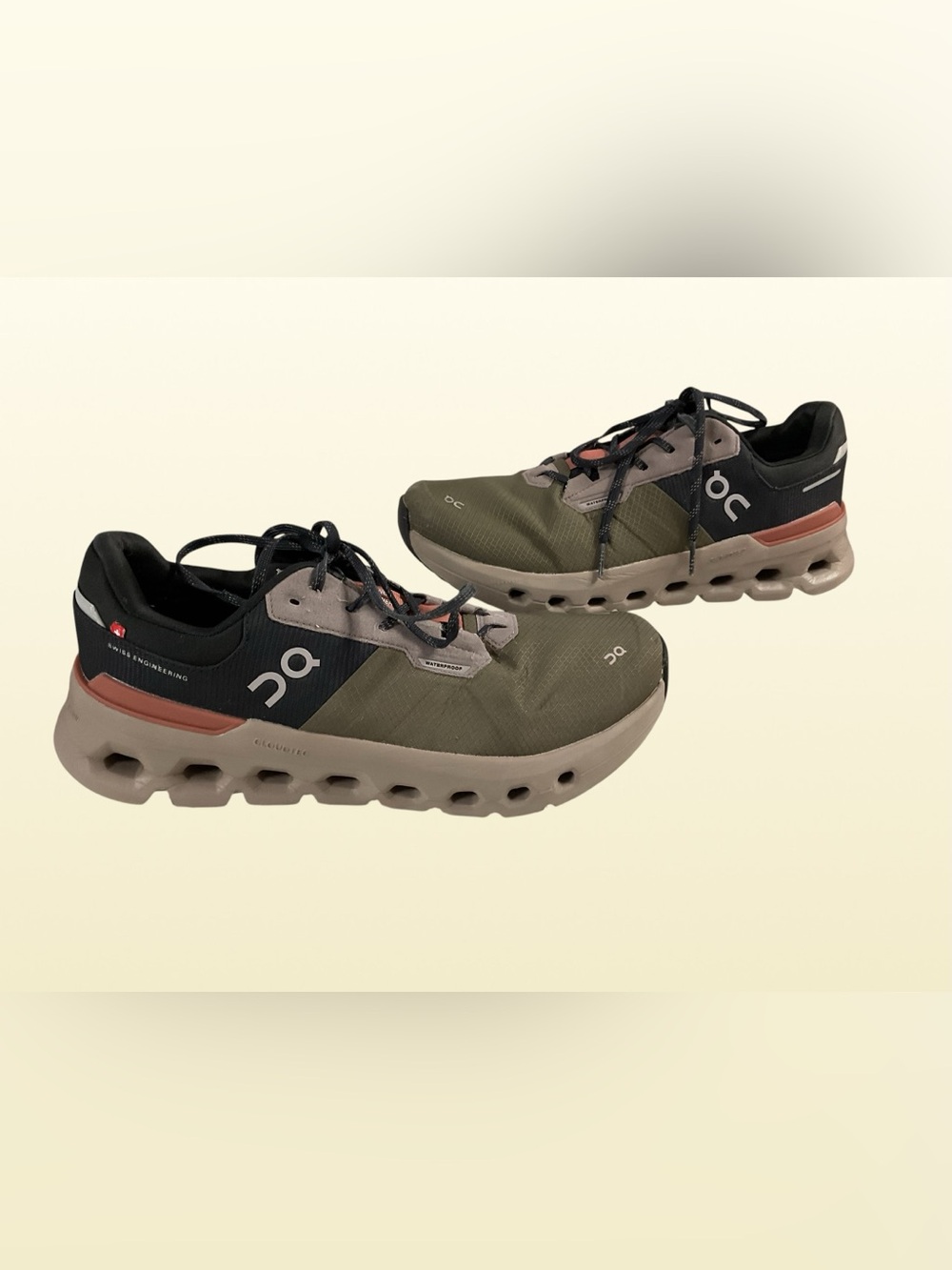 On Running Women's Cloudrunner Waterproof Sneakers - Olive/Black/Tan Size 10